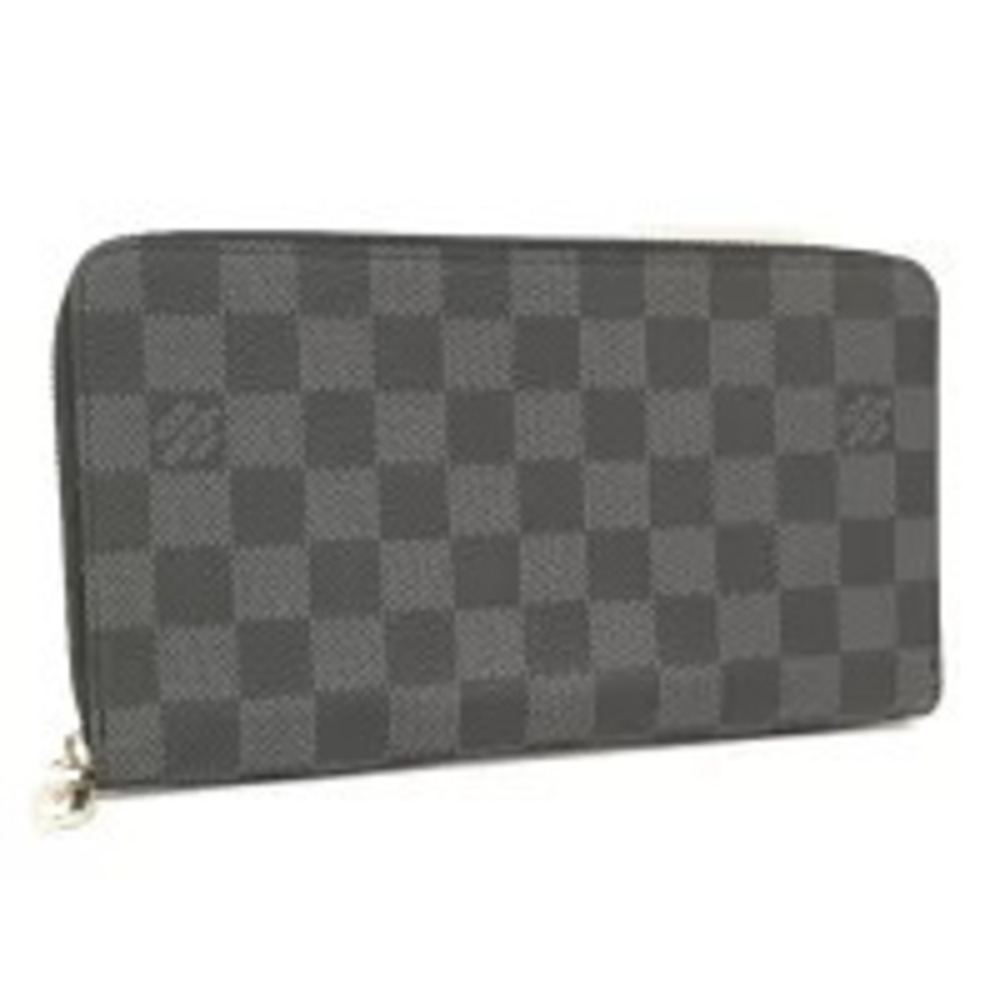 LOUIS VUITTON Zippy Organizer Round Zipper Long Wallet Damier Graphite Black